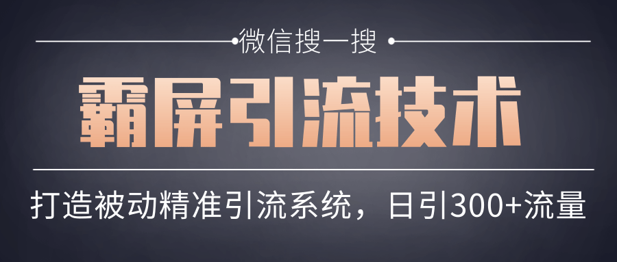微信搜一搜霸屏引流技术，打造被动精准引流系统，轻松日引300+流量-创业项目致富网、狼哥项目资源库