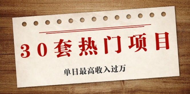 30套热门项目：单日最高收入过万 (网赚项目、朋友圈、涨粉套路、抖音、快手)等-创业项目致富网、狼哥项目资源库