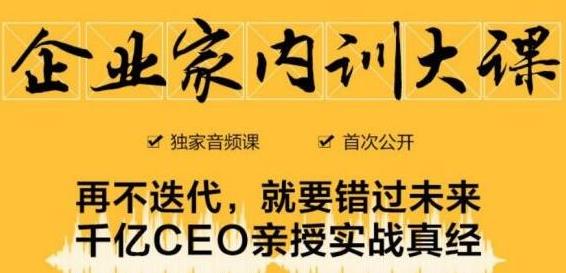 企业家内训大课，未来企业必学经验，价值1299元-创业项目致富网、狼哥项目资源库