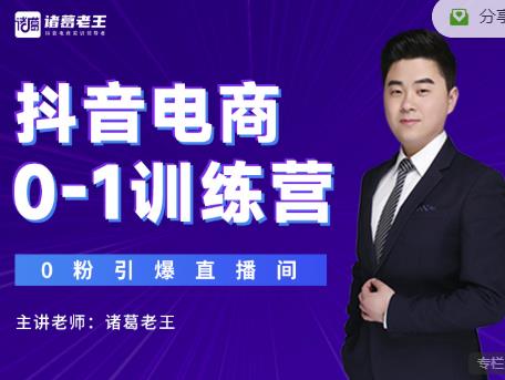 诸葛老王抖音电商0-1训练营，从0开始轻松破冷启动，引爆直播间-创业项目致富网、狼哥项目资源库