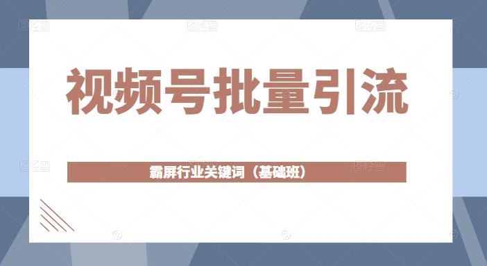 视频号批量引流，霸屏行业关键词（基础班）全面系统讲解视频号玩法-创业项目致富网、狼哥项目资源库