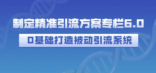 制定精准引流方案专栏6.0，0基础打造被动引流系统-创业项目致富网、狼哥项目资源库
