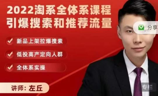 2022淘系全体系课程引爆搜索和推荐流量，新品上架拉爆搜索-创业项目致富网、狼哥项目资源库