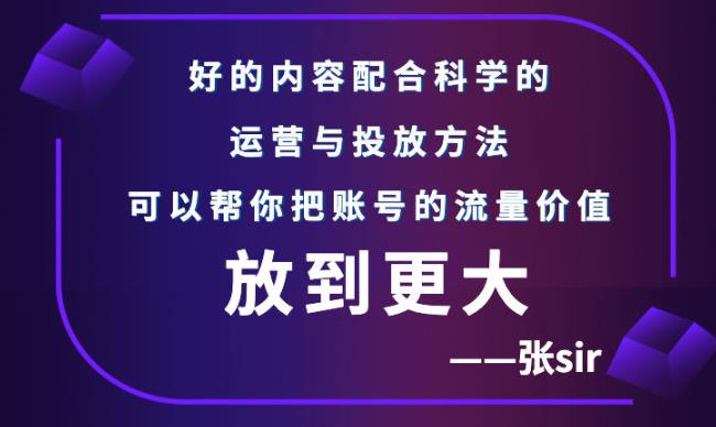 张sir账号流量增长课，告别海王流量，让你的流量更精准-创业项目致富网、狼哥项目资源库