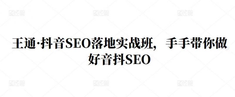 王通·抖音SEO落地实战班，手‬手带你做好音抖‬‬SEO-创业项目致富网、狼哥项目资源库