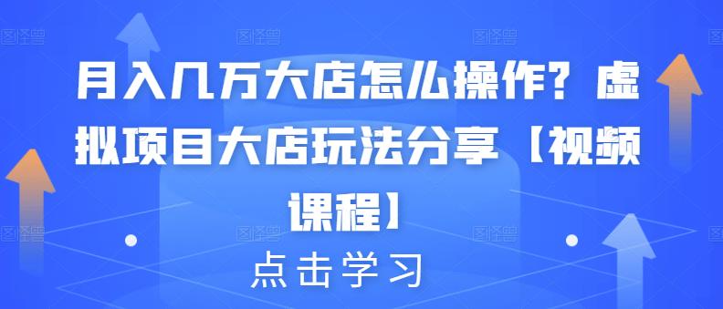 月入几万大店怎么操作？虚拟项目大店玩法分享【视频课程】-创业项目致富网、狼哥项目资源库
