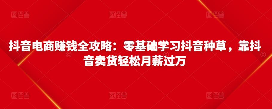 抖音电商赚钱全攻略：零基础学习抖音种草，靠抖音卖货轻松月薪过万-创业项目致富网、狼哥项目资源库
