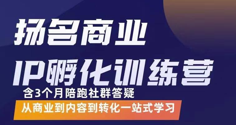 杨名商业IP孵化训练营，从商业到内容到转化一站式学 价值5980元-创业项目致富网、狼哥项目资源库