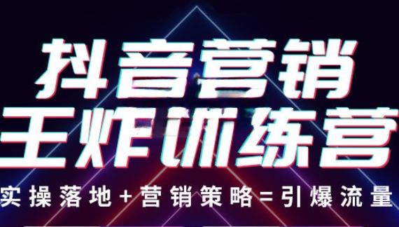 抖音营销王炸训练营，实操落地+营销策略=引爆流量（价值8960元）-创业项目致富网、狼哥项目资源库
