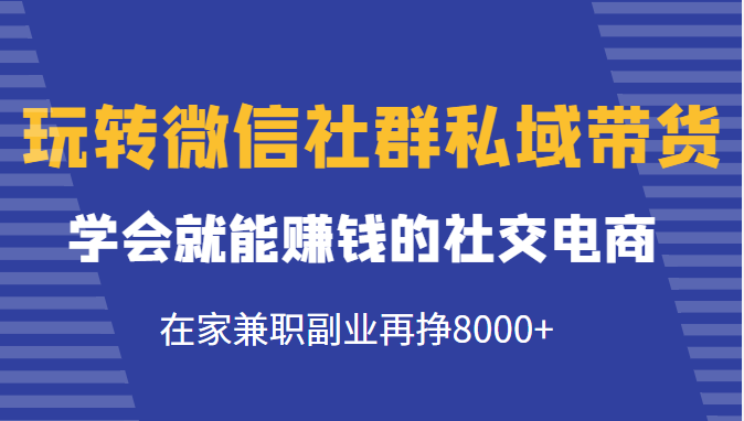 玩转微信社群私域带货，学会就能赚钱的社交电商，在家兼职副业再挣8000+-创业项目致富网、狼哥项目资源库