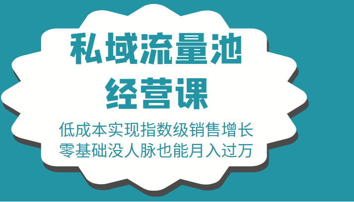 16堂私域流量池经营课：低成本实现指数级销售增长，零基础没人脉也能月入过万-创业项目致富网、狼哥项目资源库