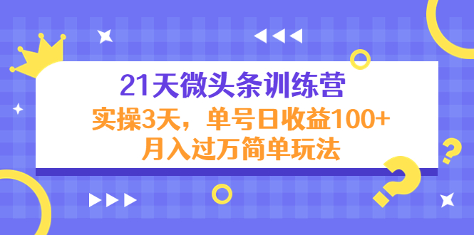 21天微头条训练营，实操3天，单号日收益100+月入过万简单玩法-创业项目致富网、狼哥项目资源库