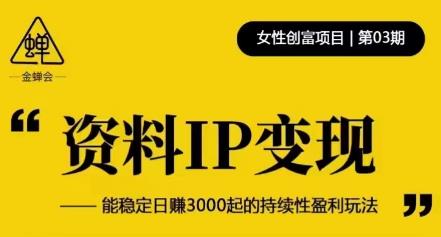资料IP变现，能稳定日赚3000起的持续性盈利玩法-创业项目致富网、狼哥项目资源库