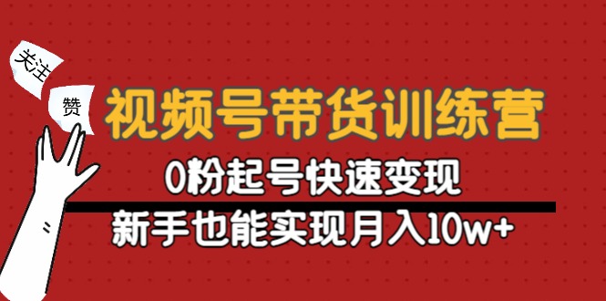 视频号带货训练营：0粉起号快速变现，新手也能实现月入10w+-创业项目致富网、狼哥项目资源库