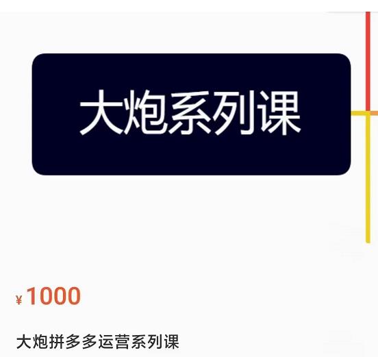 大炮拼多多运营系列课，各类​玩法合集，拼多多运营玩法实操-创业项目致富网、狼哥项目资源库