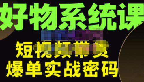 大嘴·好物短视频带货解析，学完你将懂的短视频带货底层逻辑，做出能表现的短视频-创业项目致富网、狼哥项目资源库