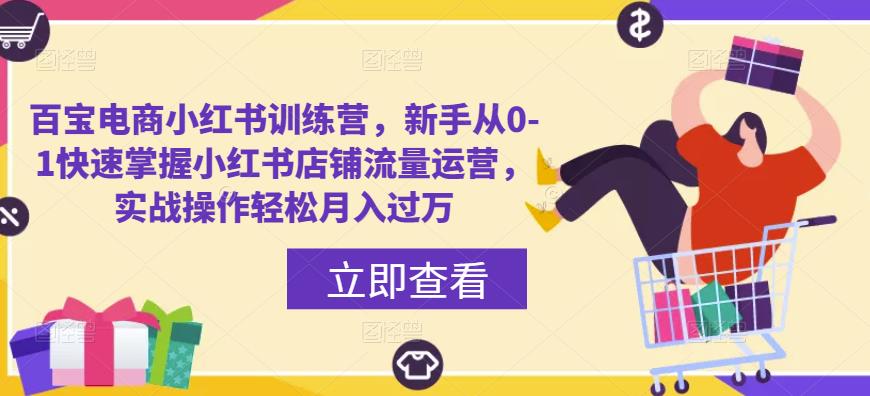 百宝电商小红书训练营，新手从0-1快速掌握小红书店铺流量运营，实战操作轻松月入过万-创业项目致富网、狼哥项目资源库
