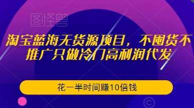 淘宝蓝海无货源项目，不囤货不推广只做冷门高利润代发，花一半时间赚10倍钱-创业项目致富网、狼哥项目资源库