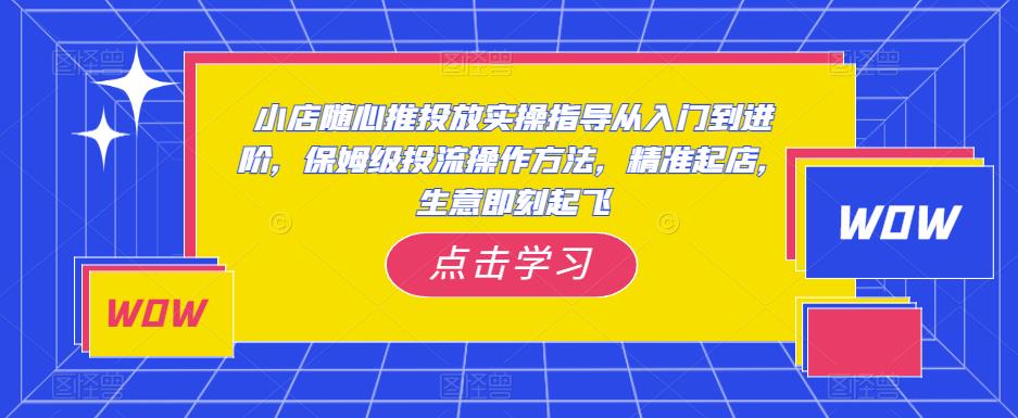 小店随心推投放实操指导从入门到进阶，保姆级投流操作方法，精准起店，生意即刻起飞-创业项目致富网、狼哥项目资源库