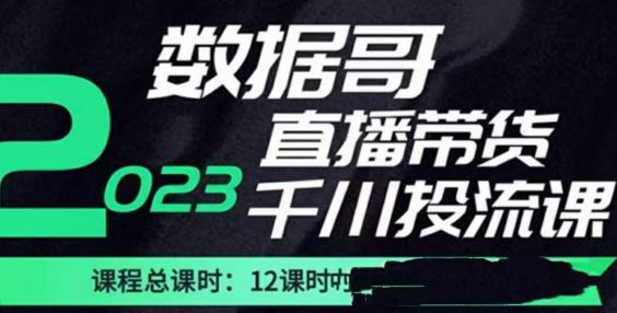 数据哥2023直播电商巨量千川付费投流实操课，快速掌握直播带货运营投放策略-创业项目致富网、狼哥项目资源库