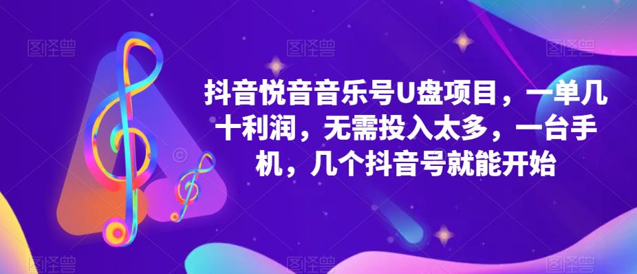 抖音音乐号U盘项目，一单几十利润，无需投入太多，一台手机，几个抖音号就能开始-创业项目致富网、狼哥项目资源库