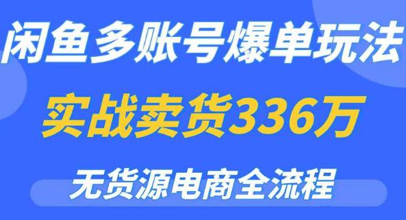 闲鱼多账号爆单玩法，无货源电商全流程，超简单的0门槛变现项目【揭秘】-创业项目致富网、狼哥项目资源库