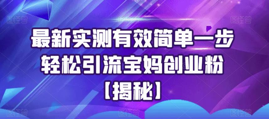 最新实测有效简单一步轻松引流宝妈创业粉【揭秘】-创业项目致富网、狼哥项目资源库