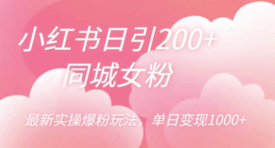 小红书日引200+同城女粉，最新实操爆粉玩法，单日变现1000+【揭秘】-创业项目致富网、狼哥项目资源库