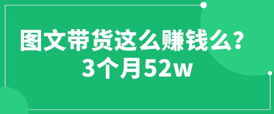 图文带货这么赚钱么? 3个月52W 图文带货运营加强课【揭秘】插图 图文带货这么赚钱么? 3个月52W 图文带货运营加强课【揭秘】