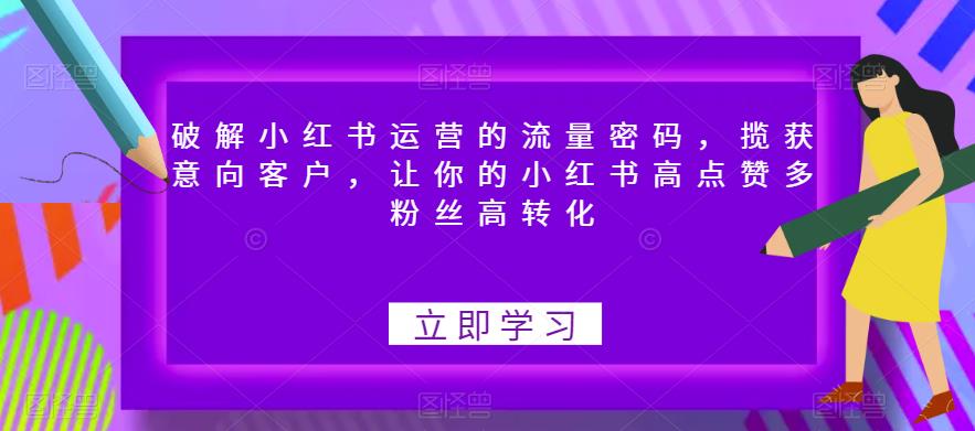 破解小红书运营的流量密码，揽获意向客户，让你的小红书高点赞多粉丝高转化-创业项目致富网、狼哥项目资源库
