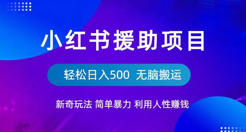 小红书援助项目新奇玩法，简单暴力，无脑搬运轻松日入500【揭秘】-创业项目致富网、狼哥项目资源库