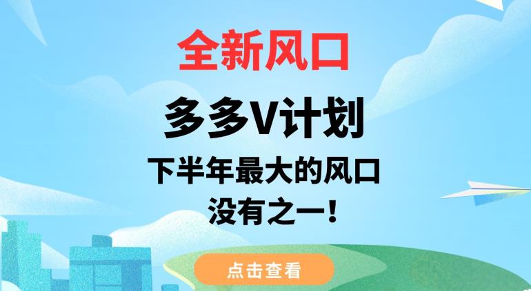 全新风口，多多V计划，下半年最大的风口项目，没有之一【揭秘】-创业项目致富网、狼哥项目资源库