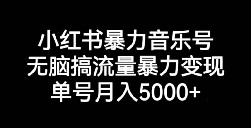 小红书暴力音乐号，无脑搞流量暴力变现，单号月入5000+插图