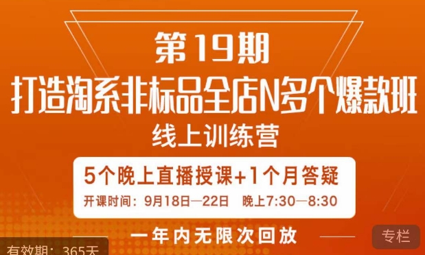 打造淘系非标全店N多个爆款线上课,5天直播课程插图 打造淘系非标全店N多个爆款线上课,5天直播课程插图