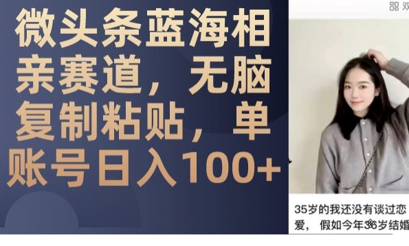 微头条蓝海相亲赛道,无脑复制粘贴,单账号日入100+插图 微头条蓝海相亲赛道,无脑复制粘贴,单账号日入100+插图