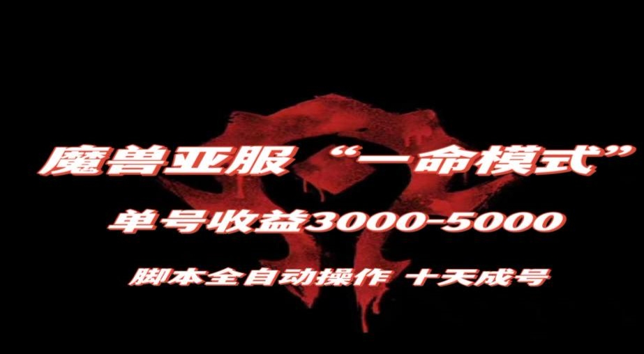 魔兽亚服一命模式，10天成号-单号3千-5千，脚本全自动操作，保姆级教学【揭秘】插图