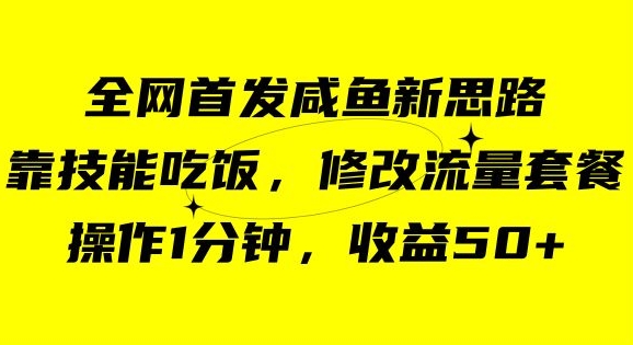 咸鱼冷门新玩法,靠“技能吃饭”,修改流量套餐,操作1分钟,收益50【揭秘】插图 咸鱼冷门新玩法,靠“技能吃饭”,修改流量套餐,操作1分钟,收益50【揭秘】插图