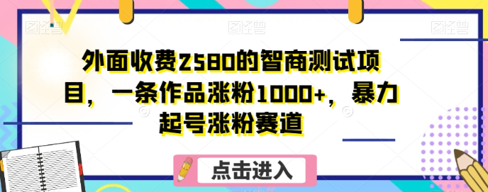 外面收费2580的智商测试项目，一条作品涨粉1000+，暴力起号涨粉赛道【揭秘】插图
