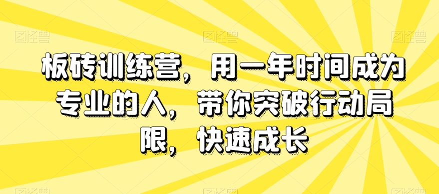 板砖训练营,用一年时间成为专业的人,带你突破行动局限,快速成长插图 板砖训练营,用一年时间成为专业的人,带你突破行动局限,快速成长插图