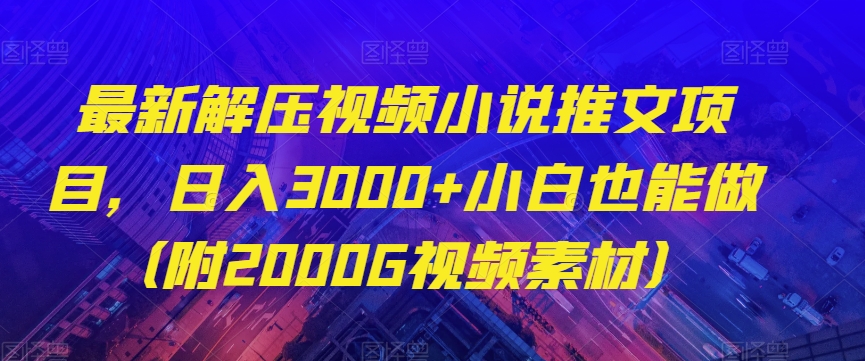 最新解压视频小说推文项目，日入3000+小白也能做（附2000G视频素材）【揭秘】-狼哥资源库