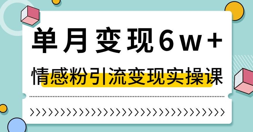 单月变现6W+，抖音情感粉引流变现实操课，小白可做，轻松上手，独家赛道【揭秘】-狼哥资源库