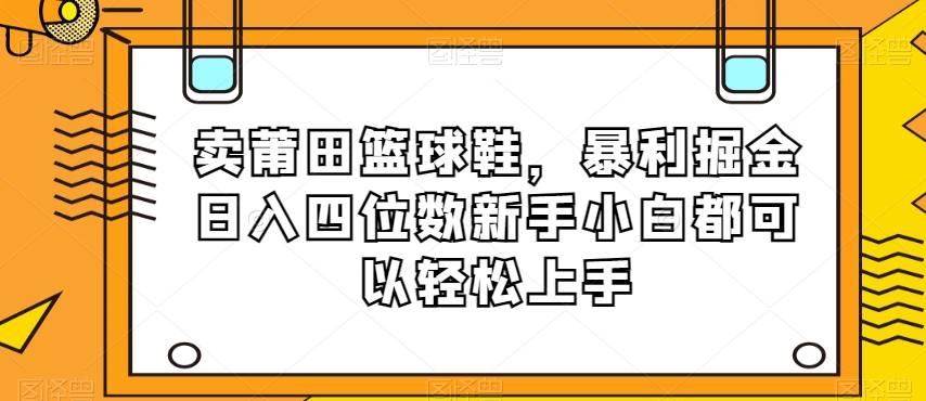 卖莆田篮球鞋，暴利掘金日入四位数新手小白都可以轻松上手【揭秘】-创业项目致富网、狼哥项目资源库