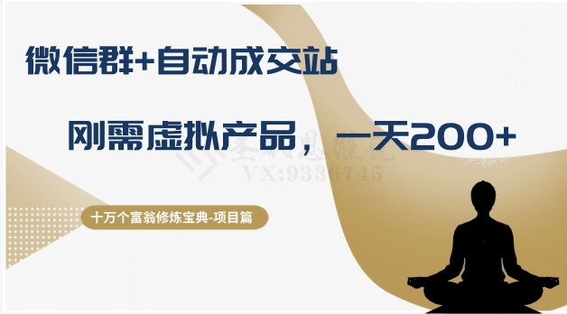 十万个富翁修炼宝典之8.微信群+自动成交站，刚需虚拟产品，一天200+-创业项目致富网、狼哥项目资源库
