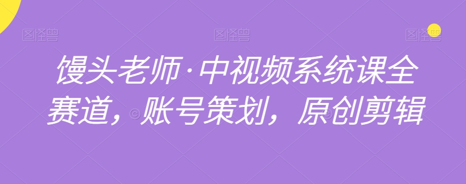 馒头老师·中视频系统课全赛道，账号策划，原创剪辑-创业项目致富网、狼哥项目资源库