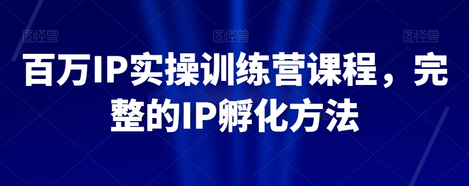 百万IP实操训练营课程，完整的IP孵化方法-创业项目致富网、狼哥项目资源库