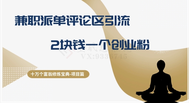 十万个富翁修炼宝典之11.兼职派单评论区引流，2块钱一个创业粉插图