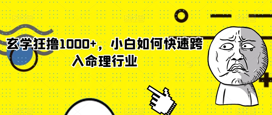 玄学狂撸1000+，小白如何快速跨入命理行业【揭秘】-创业项目致富网、狼哥项目资源库