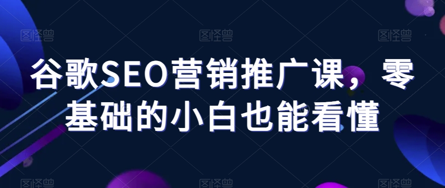 谷歌SEO营销推广课，零基础的小白也能看懂-创业项目致富网、狼哥项目资源库
