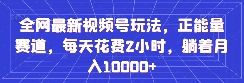 全网最新视频号玩法，正能量赛道，每天花费2小时，躺着月入10000+【揭秘】-创业项目致富网、狼哥项目资源库