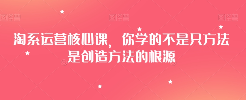 淘系运营核心课，你学的不是只方法是创造方法的根源-创业项目致富网、狼哥项目资源库